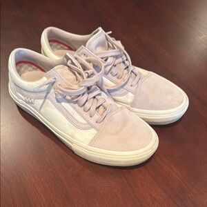 Light Pink and White Vans Sneakers
